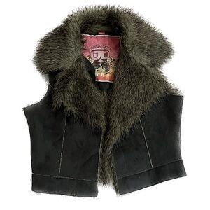 Y2K Vintage Collection by Bernardo Faux Leather & Fur Vest